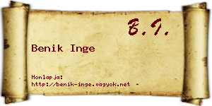 Benik Inge névjegykártya